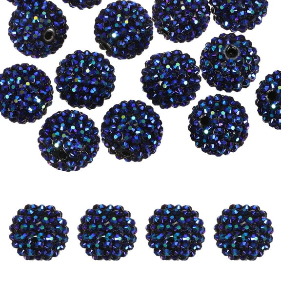 Uxcell 20mm Resin Rhinestone Beads for Beadable Pen, 20 Pack Ball Disco Beads for Jewelry Making, Black AB