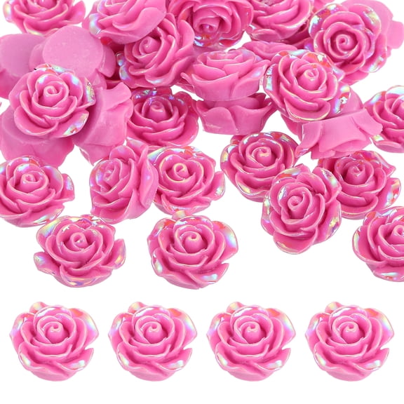 Uxcell 20mm Resin Rose Flatback Charms, 40 Pcs Mini Undrilled Cabochon Embellishment Flower Gems Bead Decoden Charm Bulk for DIY Craft Jewelry Making Nail Phone Case, Shiny Light Purple