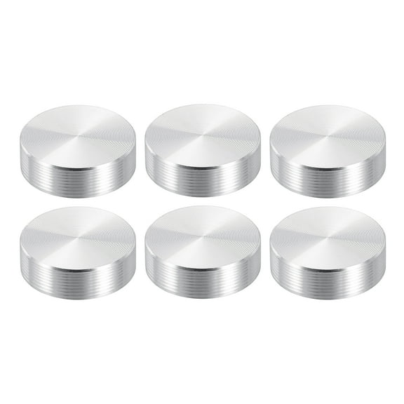 Uxcell 20mm Round Shape Aluminum Disc, 6 Pack M6 Thread 7mm Thickness Hardware Aluminum Disc for Glass Table, Silver