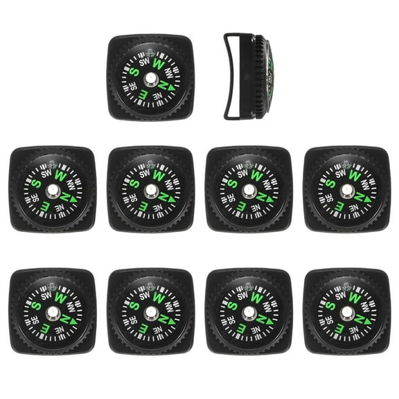 Uxcell 20mm Slip-On Wrist Compass [10PCS] - Hard Shell Liquid Filled Button Compass for Hiking - [Black]