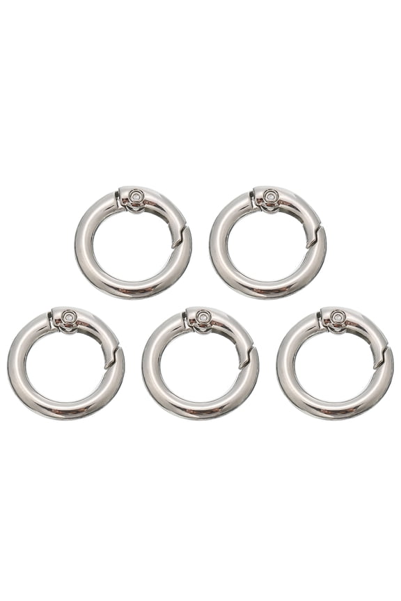 20mm Spring O Ring Round Snap Clip, Circle Trigger Keyrings Buckle Small Clamp Clasp Silver Tone 5 Pcs