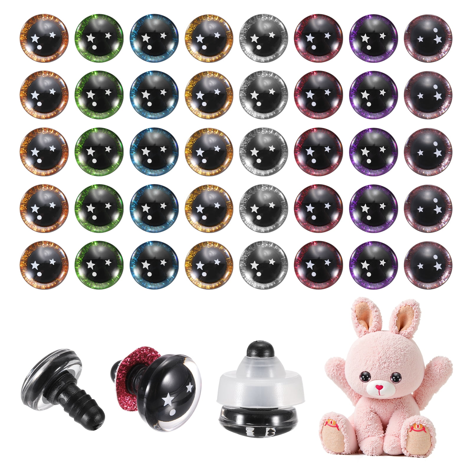 Uxcell 20mm Star Safety Eyes, 48Pcs Doll Crocheting Safety Eyes 8 Colors