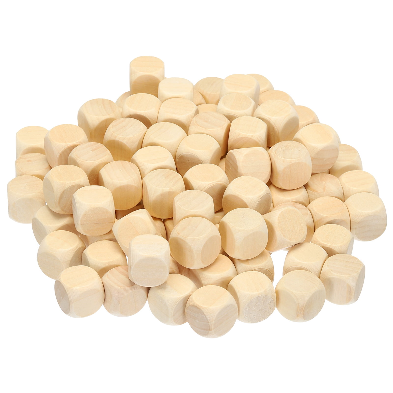 Uxcell 20mm Wooden Blank Dice, 120Pcs Unfinished 6 Sides Cube Dice with Round Corner