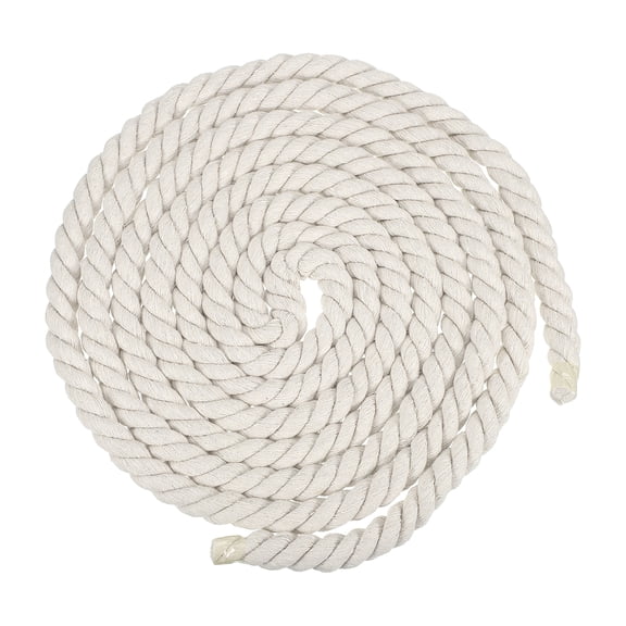Uxcell 20mm x 16.4 Feet White Cotton Rope,3 Strand Clothes Line Outdoors,Thick Macrame Cord for DIY Wall Hanging Plant Hanger Knotting Clothesline