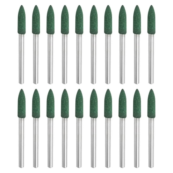 Uxcell 20pack Rubber Polishing Drill Bits, Rotary Buffing Bit with 4mm (5/32") Conic Head, 3mm (1/8") Shank, Green