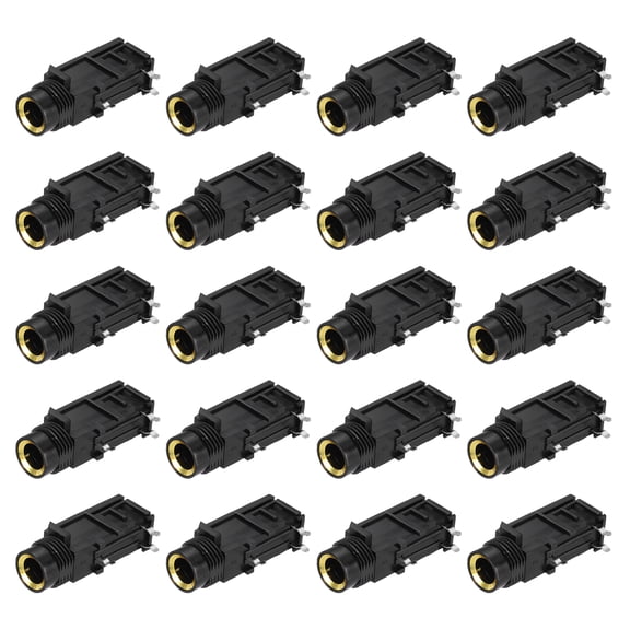 Uxcell 20pcs 1/4" 6.35mm Stereo Audio Jack, 50V 3 Pin Female Gold Plated PCB Mount Jack Video Connectors Stereo Headphone Socket for Headphone, Speaker, Car Audio, 33x17x13mm