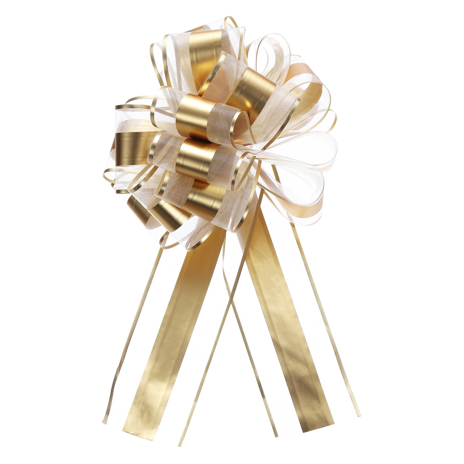 Uxcell 20pcs 11" Extra Large Pull Bow Metallic Gift Wrapping Bows Ribbon Golden for Wedding Baskets Presents