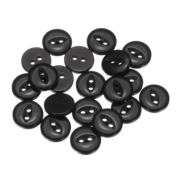 Uxcell 20pcs 18L Black Round Sewing Buttons 11.5mm 15/32" Resin 2-Hole Fish Eye Craft Replacement Button