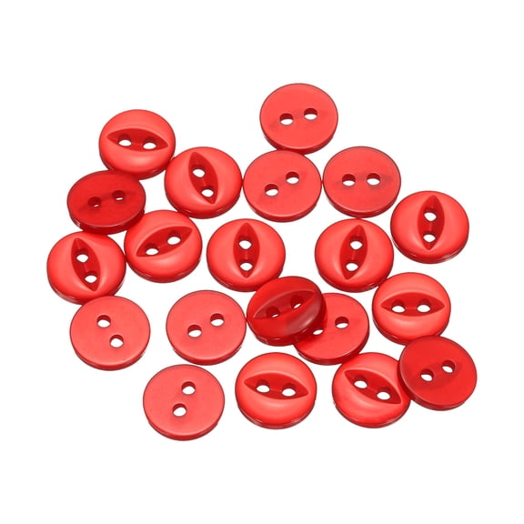 Uxcell 20pcs 18L Red Round Sewing Buttons 11.5mm 15/32" Resin 2-Hole Fish Eye Craft Replacement Button