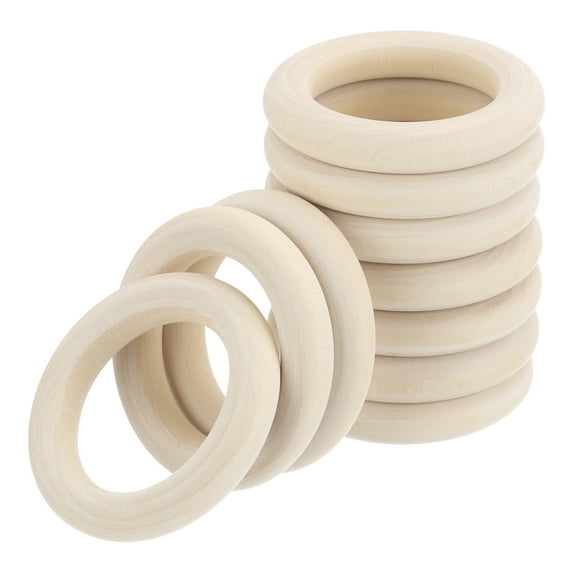 Uxcell Unfinished Wooden Rings Smooth Natural Woods Macrame Rings for Curtain Connector DIY Crafts Knitting Decoration 2.4" 20 Pcs