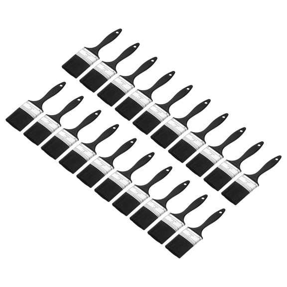 Uxcell 20pcs 2" Paint Brushes Nylon Bristle Flat Brush with Plastic Handle, Black