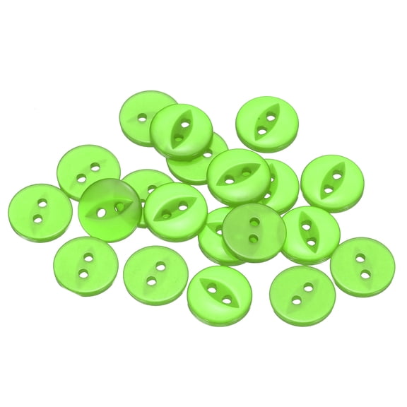 Uxcell 20pcs 20L Green Round Sewing Buttons 12.5mm 1/2" Resin 2-Hole Fish Eye Craft Replacement Button