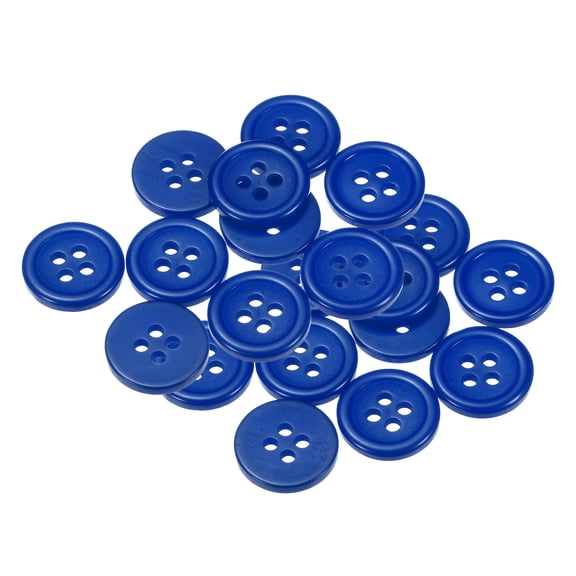 Uxcell 20pcs 20L Sewing Buttons 1/2"(12.5mm) Resin Round Flat 4-Hole Craft Replacement Buttons, Deep Blue