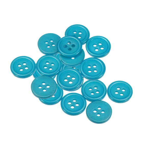Uxcell 20pcs 20L Sewing Buttons 1/2"(12.5mm) Resin Round Flat 4-Hole Craft Replacement Buttons, Lake Blue
