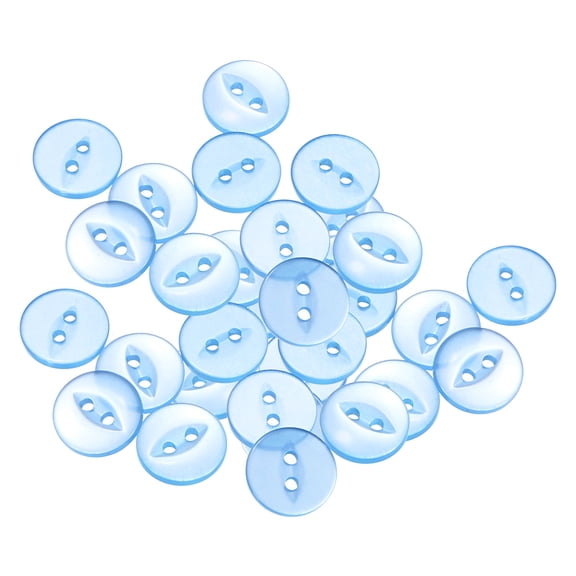 Uxcell 20pcs 20L Sky Blue Round Sewing Buttons 12.5mm 1/2" Resin 2-Hole Fish Eye Craft Replacement Button
