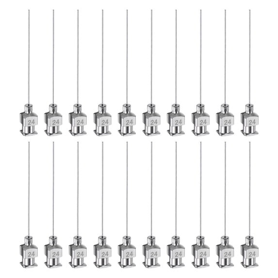 Uxcell 20pcs 24G Stainless Steel Dispensing Needles, 1-1/2" Glue Needle Tube Blunt Tip