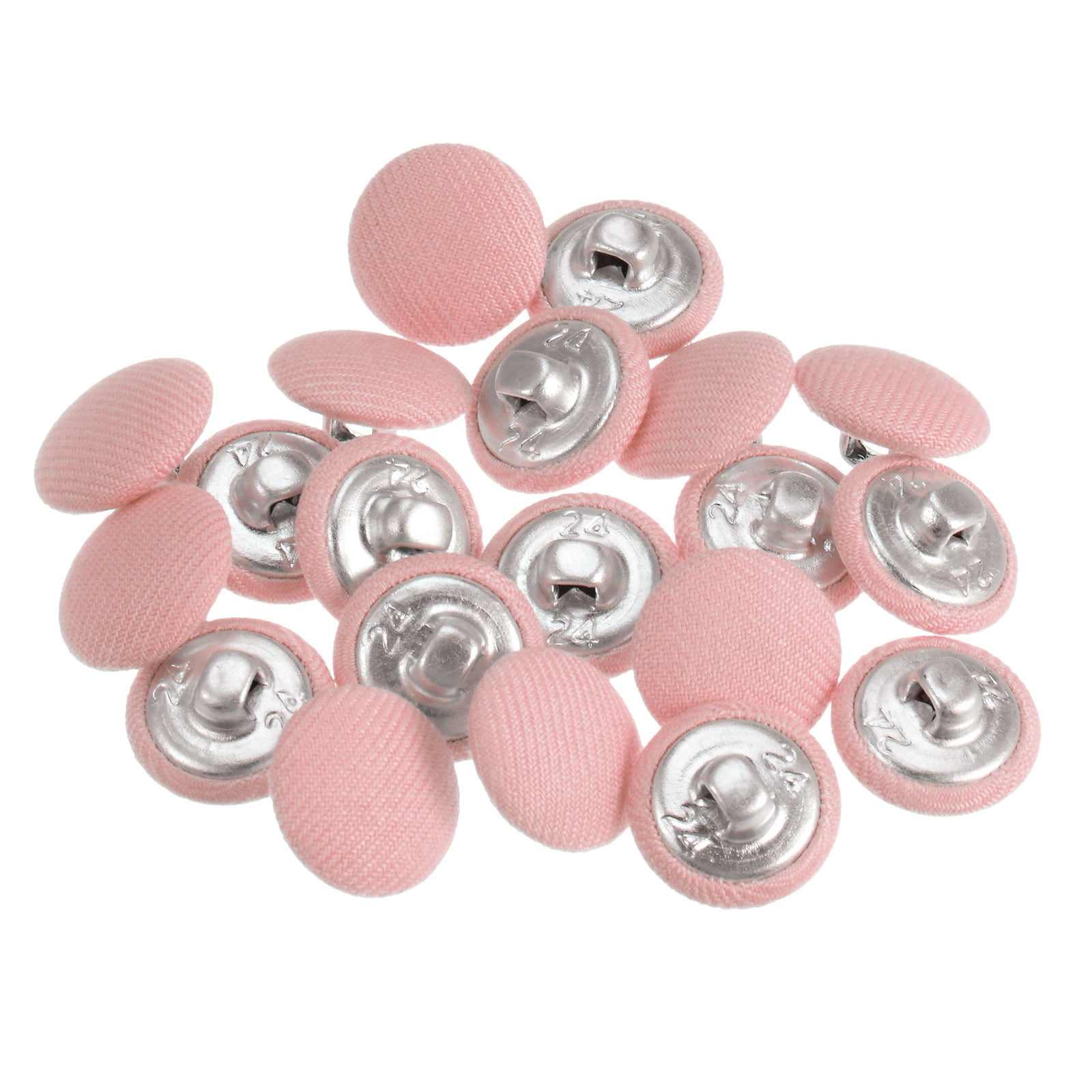 Uxcell 20pcs 24L Fabric Cloth Covered Button 15mm Metal Shank Round ...