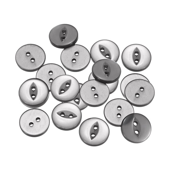 Uxcell 20pcs 24L Grey Round Sewing Buttons 15mm 5/8" Resin 2-Hole Fish Eye Craft Replacement Button