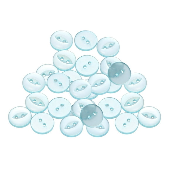 Uxcell 20pcs 24L Lake Blue Round Sewing Buttons 15mm 5/8" Resin 2-Hole Fish Eye Craft Replacement Button