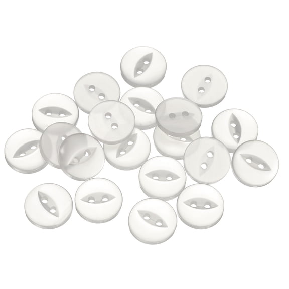 Uxcell 20pcs 24L White Round Sewing Buttons 15mm 5/8" Resin 2-Hole Fish Eye Craft Replacement Button