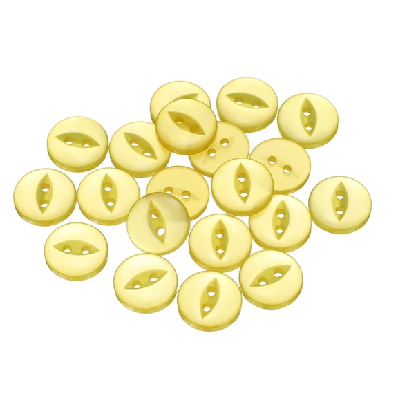 Uxcell 20pcs 24L Yellow Round Sewing Buttons 15mm 5/8" Resin 2-Hole Fish Eye Craft Replacement Button