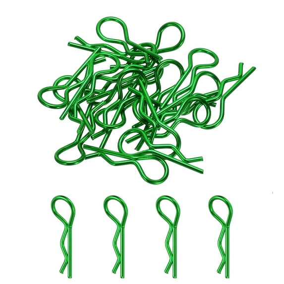 Uxcell 20pcs 30-Degree Angle Body Clips Bent Springy Pins for 1/8 1/10 1/12 Scale Model RC Truck Crawler Truck(Green)