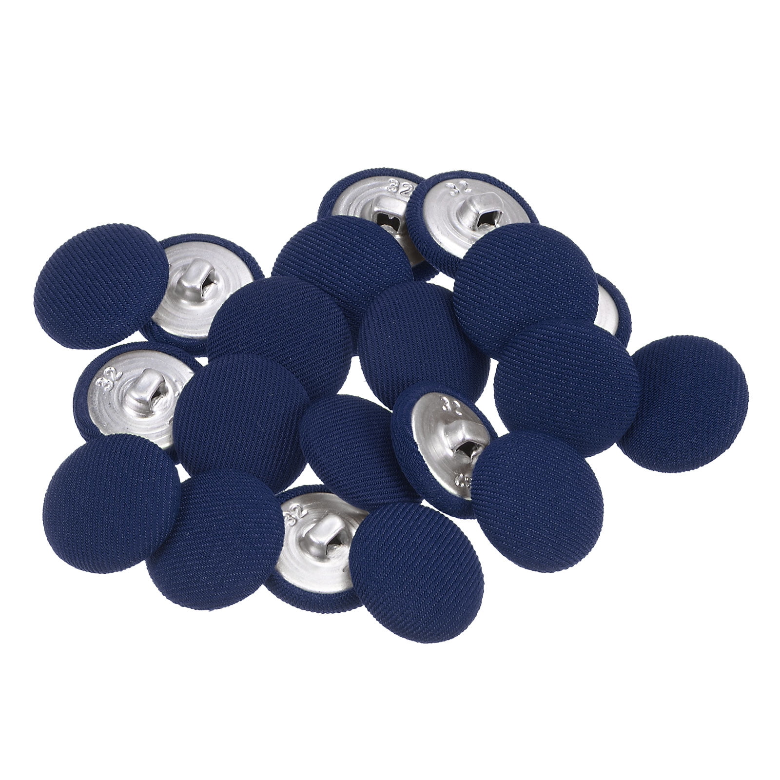 Uxcell 20pcs 32L Fabric Cloth Covered Button 20mm Metal Shank Round ...