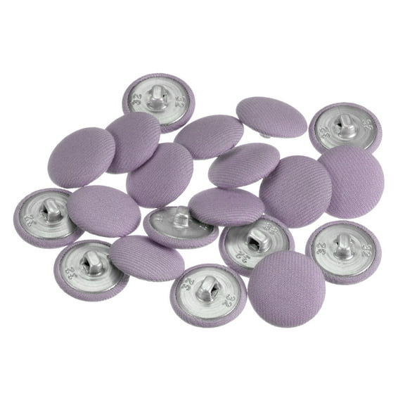Uxcell 20pcs 32L Fabric Cloth Covered Button 20mm Metal Shank Round Sewing Buttons for Suits Dress Blouses, Purple