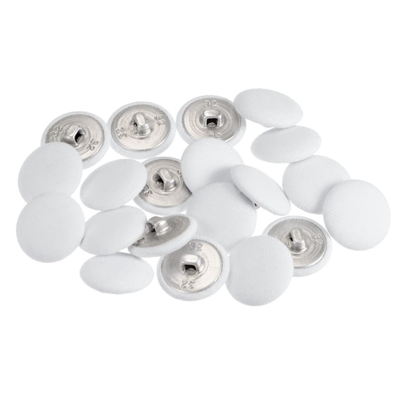 Uxcell 20pcs 32L Fabric Cloth Covered Button 20mm Metal Shank Round Sewing Buttons for Suits Dress Blouses, White