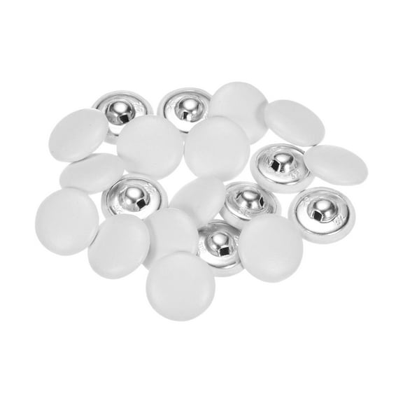 Uxcell 20Pcs Leather Covered Button Metal Round Sewing Buttons White