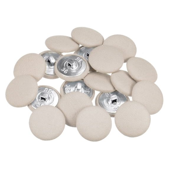 Uxcell 20pcs 36L Fabric Cloth Covered Button 23mm Metal Shank Round Sewing Buttons for Suits Dress Blouses, Beige