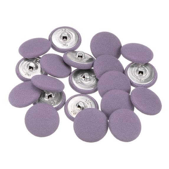 Uxcell 20pcs 36L Fabric Cloth Covered Button 23mm Metal Shank Round Sewing Buttons for Suits Dress Blouses, Purple