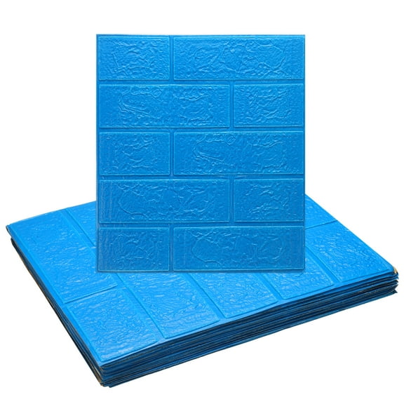 Uxcell 20pcs 3D Wall Panels Peel and Stick, Waterproof Wall Panel Backsplash, 13.8"x15.2" Brick Design Wallpaper XPE Shower Tiles for Bathroom, Kitchen, Living, Dark Blue