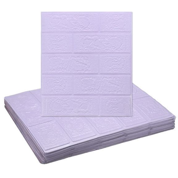 Uxcell 20pcs 3D Wall Panels Peel and Stick, Waterproof Wall Panel Backsplash, 13.8"x15.2" Brick Design Wallpaper XPE Shower Tiles for Bathroom, Kitchen, Living, Light Purple