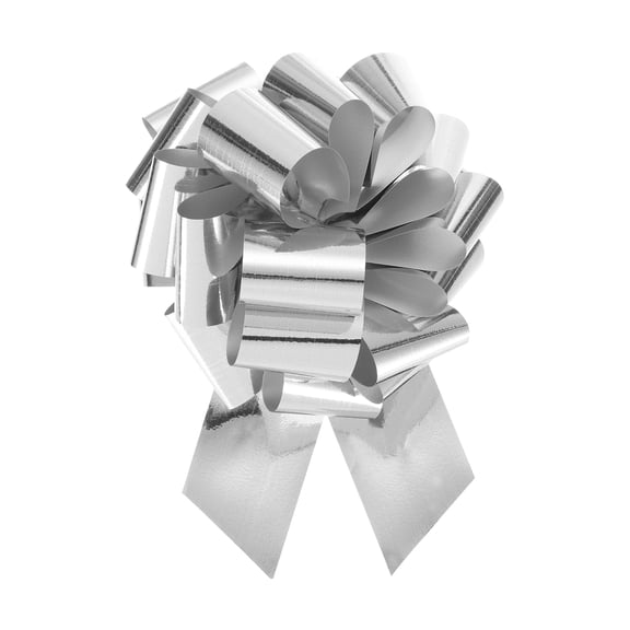 Uxcell 20pcs 4 Inch Metallic Large Big Pull Bow Gift Wrapping Bows Ribbon, Silver