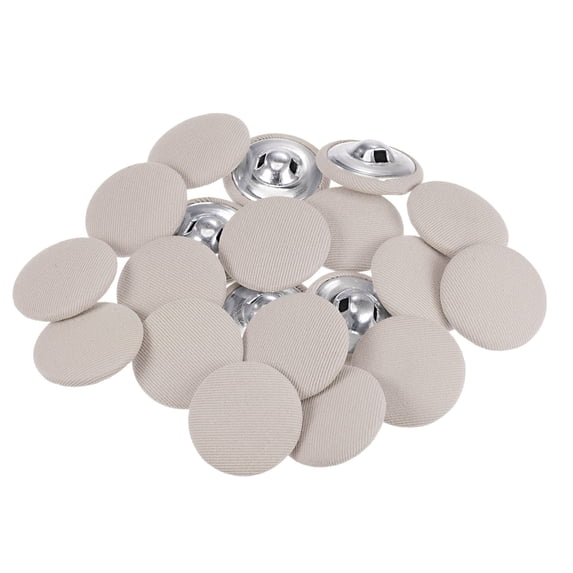Uxcell 20pcs 40L Fabric Cloth Covered Button 25mm Metal Shank Round Sewing Buttons for Suits Dress Blouses, Beige