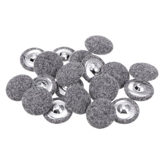 Uxcell 20pcs 40L Fabric Cloth Covered Button 25mm Round Holes Metal Shank Sewing Buttons for Dress Blouses Grey