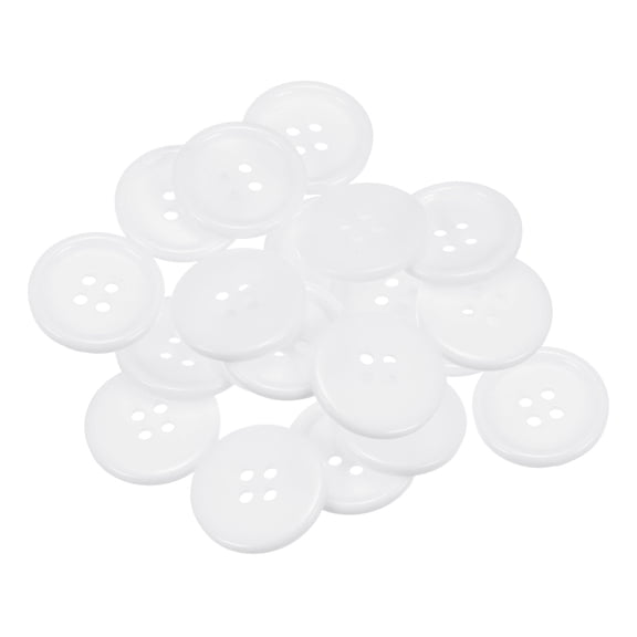 Uxcell 20pcs 40L Sewing Buttons 1"(25mm) Resin Round Flat 4-Hole Craft Replacement Buttons, White