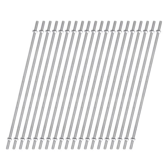 Uxcell 20pcs 8/32 Inch M4 Threaded Rods with Hex Nuts 16 Inch 304 Stainless Steel Rod, Silver