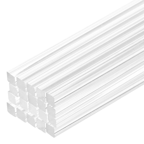 Uxcell 20pcs Acrylic Square Rods 5/32" x 8" Clear Acrylic Dowel Rods Sticks Acrylic Plastic Sticks Strip for DIY Crafts Lighting Gardening Decorations - 4mm x 200mm