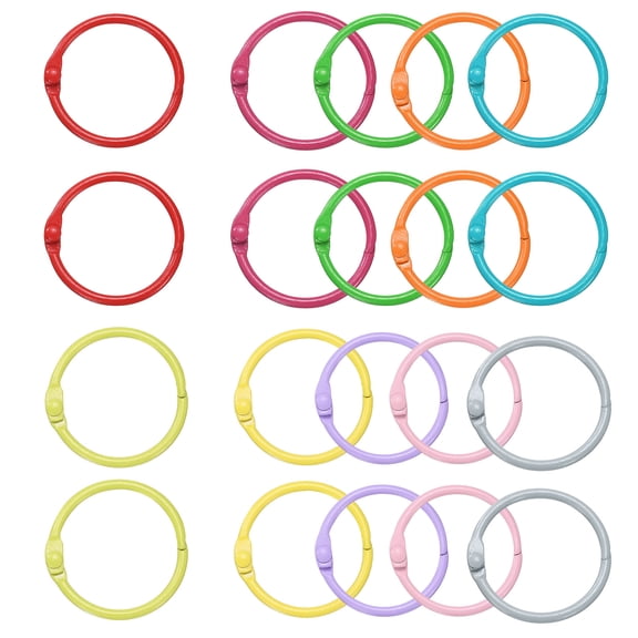 Uxcell 20pcs Binder Rings 1 Inch Loose Leaf Binder Ring Metal Book Rings Colorful Loose Leaf Rings (Ten Colors)
