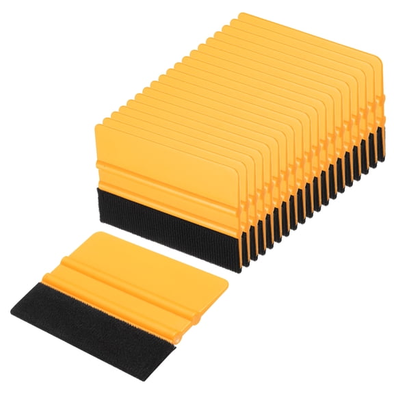 Uxcell 20pcs Car Vinyl Scraper 4inch Vinyl Squeegee Felt Edge Squeegee Tool for Car Window Tint Wallpaper Decal Sticker Installation Crafts Car Wrap Paste, Yellow