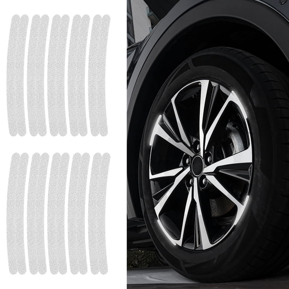 Uxcell 20pcs Car Wheel Reflective Decorative Strip Night Safety Warning Stickers (Bright White)- Warning & Decoration, for Generally Cars Trucks Motors Bicycles, Self Adhesive