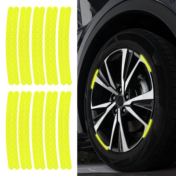 Uxcell 20pcs Car Wheel Reflective Decorative Strip Night Safety Warning Stickers (Green)- Warning & Decoration, for Generally Cars Trucks Motors Bicycles, Self Adhesive