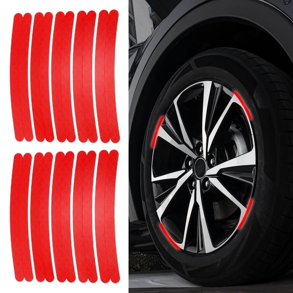 Uxcell 20pcs Car Wheel Reflective Decorative Strip Night Safety Warning Stickers (Red)- Warning & Decoration, for Generally Cars Trucks Motors Bicycles, Self Adhesive