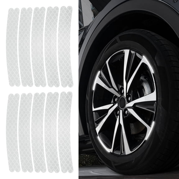 Uxcell 20pcs Car Wheel Reflective Decorative Strip Night Safety Warning Stickers (White)- Warning & Decoration, for Generally Cars Trucks Motors Bicycles, Self Adhesive