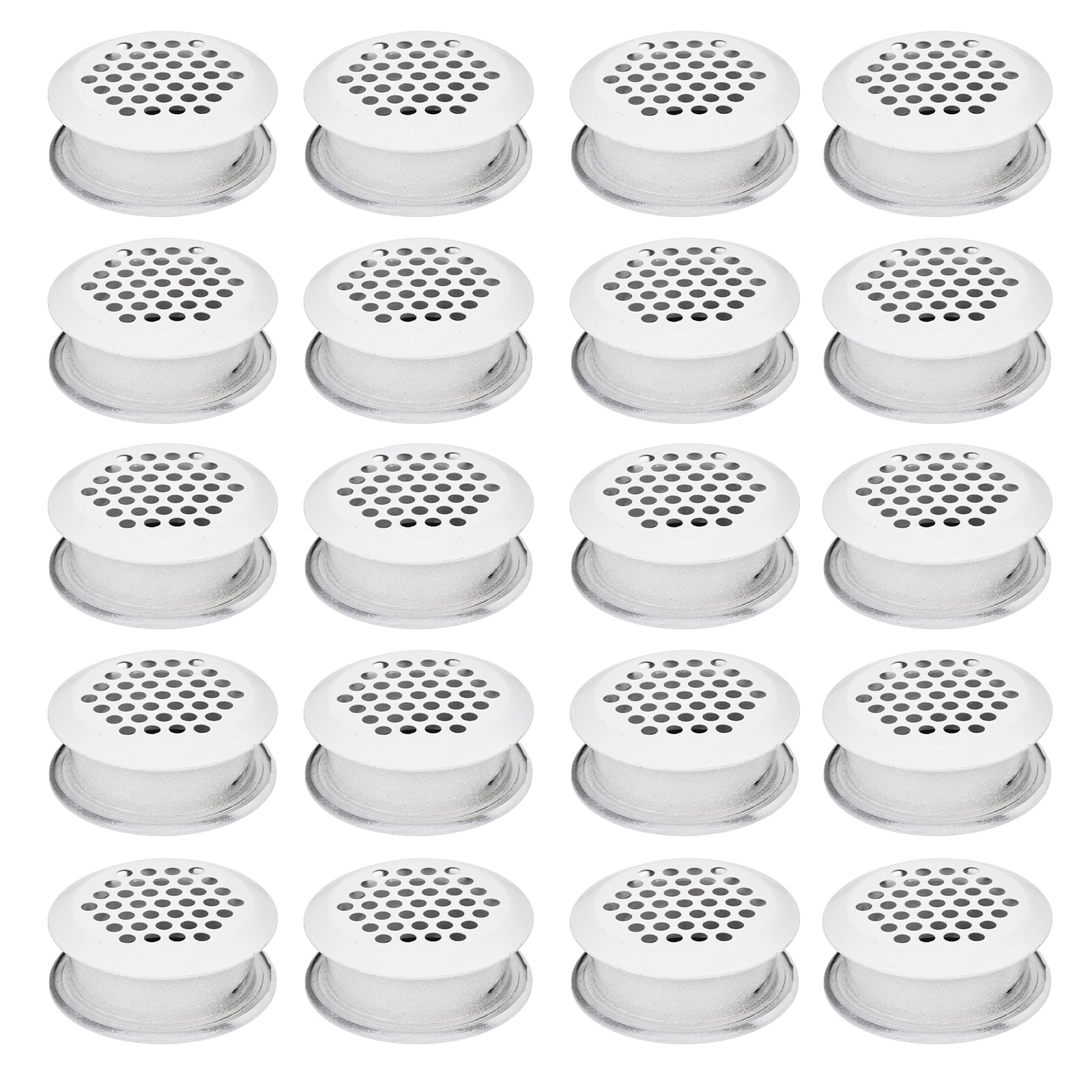 Uxcell 20pcs Circular Air Vents 1.4" (35mm) Stainless Steel Soffit Honeycomb Design Vent Louver Round Mesh Hole Dual Panel Louver for Kitchen Bathroom Shoe Cabinet Wardrobe, White
