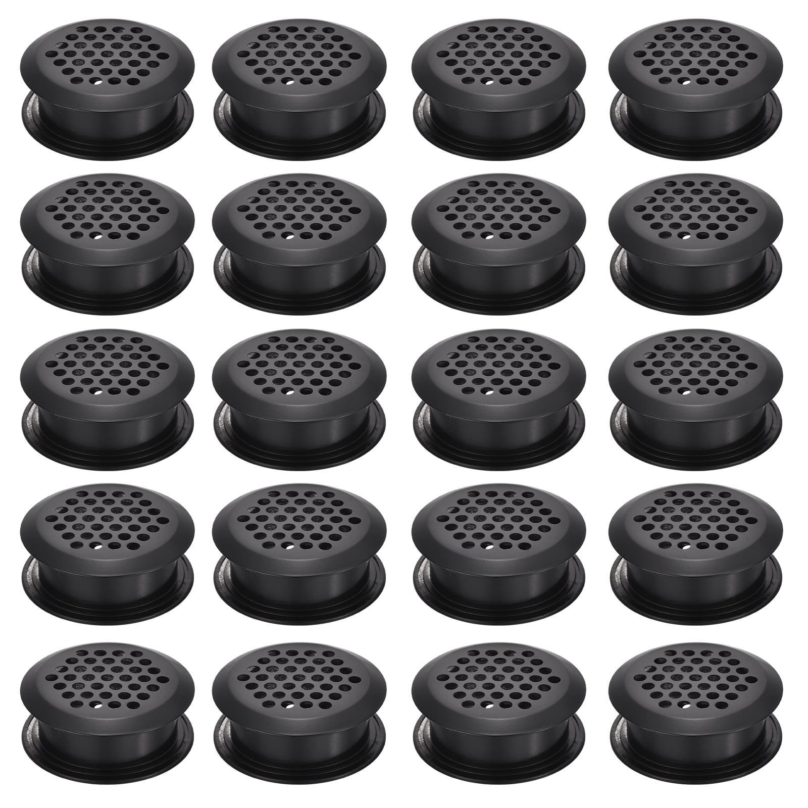 Uxcell 20pcs Circular Air Vents 1.4" (35mm) Stainless Steel Soffit Honeycomb Design Vent Louver Round Mesh Hole Dual Panel Louver for Kitchen Bathroom Shoe Cabinet Wardrobe, Black