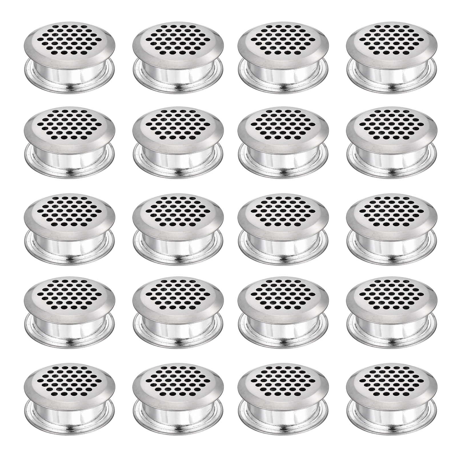 Uxcell 20pcs Circular Air Vents 1.4" (35mm) Stainless Steel Soffit Honeycomb Design Vent Louver Round Mesh Hole Dual Panel Louver for Kitchen Bathroom Shoe Cabinet Wardrobe, Silver
