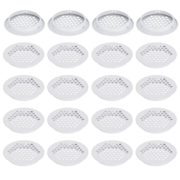 Uxcell 20pcs Circular Air Vents 2" (50mm) Stainless Steel Soffit Honeycomb Design Vent Louver Round Mesh Hole Flat Louver for Kitchen Bathroom Shoe Cabinet Wardrobe, White